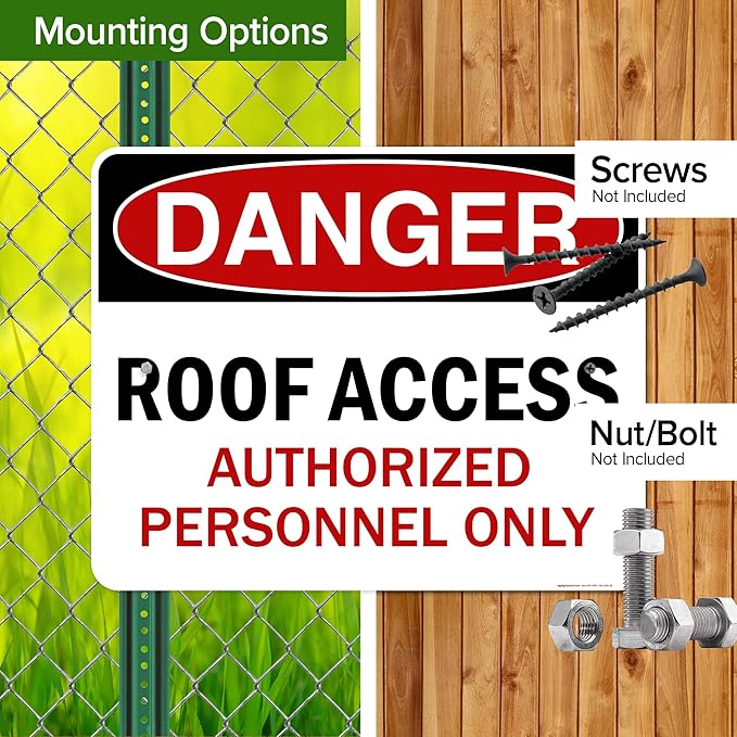 Danger Roof Access Authorized Personnel Only Sign, 24x30 Inches, Rust Free .063 Aluminum, Fade Resistant, Made in USA by My Sign Center