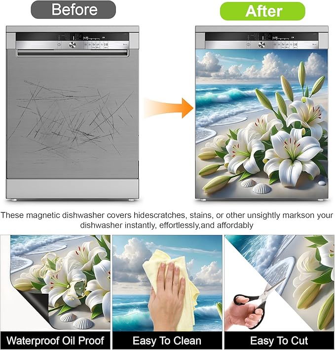 Dishwasher Magnet Sticker Cover Panel Decal Refrigerator Magnetic Sticker Decorative for Kitchen Decoration,Fridge Door Cover, Appliances Stickers 23"x26"