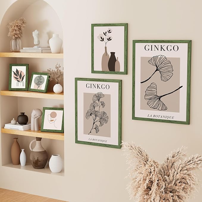 Vittanly 11x14 Picture Frame, Solid Wood Frame with Plexiglass, Includes 8x10 Mat, Wall Hanging for Photos, Home Decor, Rustic Green, 1 Pack