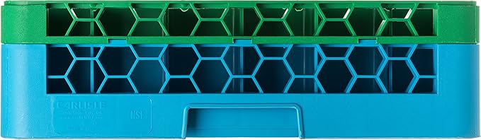 CFS RG36-1C413 OptiClean 36 Compartment Glass Rack with 1 Extender, 5.56", Polypropylene, green/CFS Blue