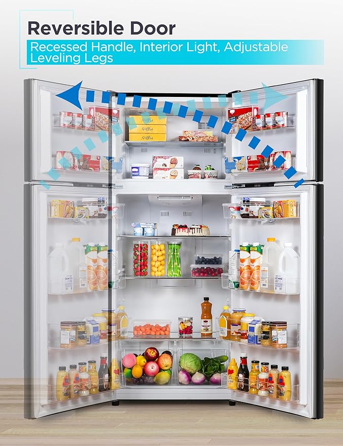 BLACK+DECKER 14.6 Cu. Ft. Top Mount Refrigerator with Freezer, 2 Door Refrigerator with Top Freezer and Adjustable Temperature Control, ENERGY STAR, BR1460HB, Black