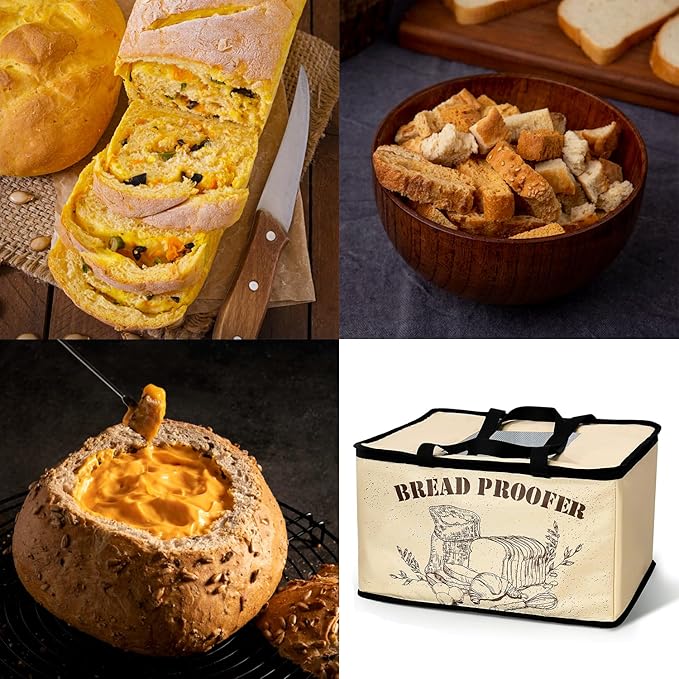 Folding Bread Proofing Box with Temperature Control (50–113℉) & 12H Timer – Compact Dough Proofer with Remote Control, Space-Saving 5-Layer Insulated Fabric, Ideal for Sourdough, Bread, Pizza, Yogurt