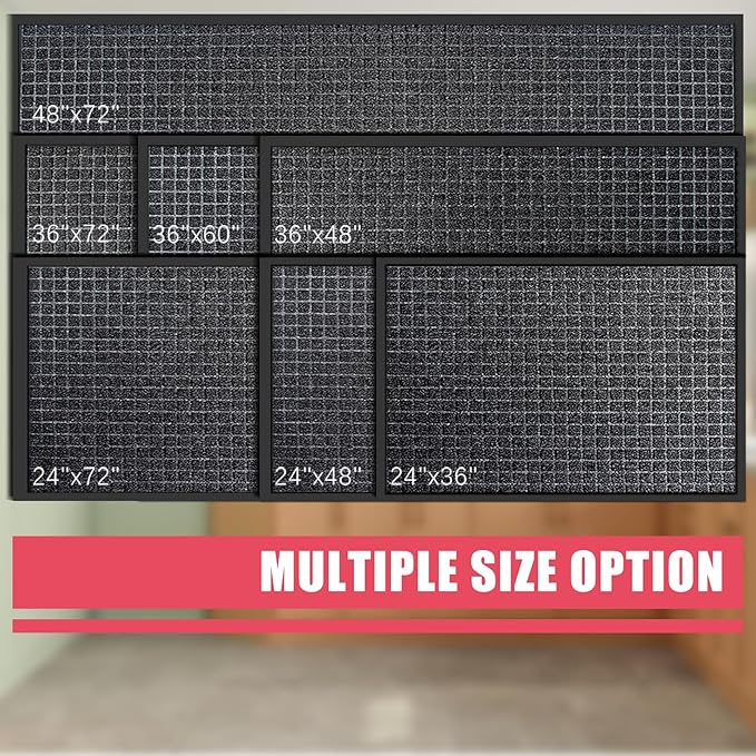 Kuyal Front Door Mat, 4'*6' Door Mat for Inside Outside Entrance,Waterproof Welcome Mats with Non-Slip Backing, Indoor Outdoor Entryway, Commercial Floor Mats, Durable & Easy to Clean, Dark Gray