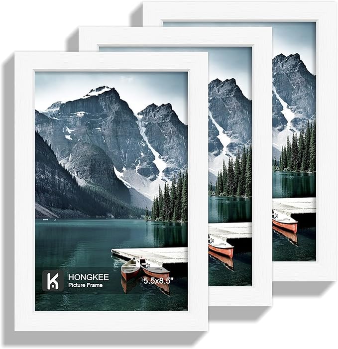 5.5x8.5 diploma Frame - Made of Real Glass and White Wooden Frame, 5.5 by 8.5 Photo for Wall or Tabletop Display, 3 Pack