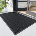 Durable Indoor Outdoor Door Mat, 4' x 5' Heavy Duty Front Door Mat for Entryway, Non-Slip Backing, Stain and Fade Resistant, Absorbent Commercial Floor Mat for High Traffic Area, Black
