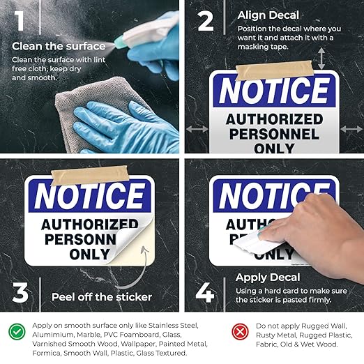 Authorized Personnel Only Sign, 10x7 Inches, 4 Mil Vinyl Decal Stickers Weather Resistant UV Protected, Made in USA