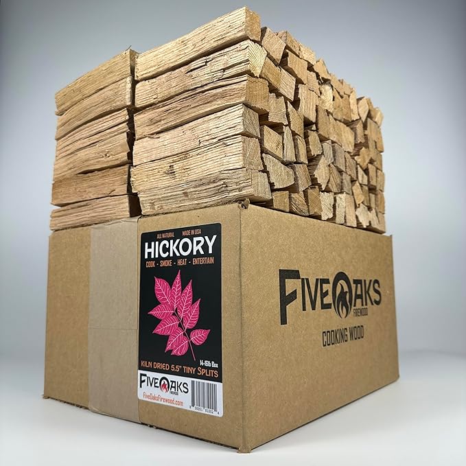 Kiln Dried Hickory Pizza Oven Wood, Mini 5 Inch Cooking Wood for Ooni, Gozney, Bertello Pizza Ovens - Approx 16lbs Product of USA (1,000 Cubic Inches)