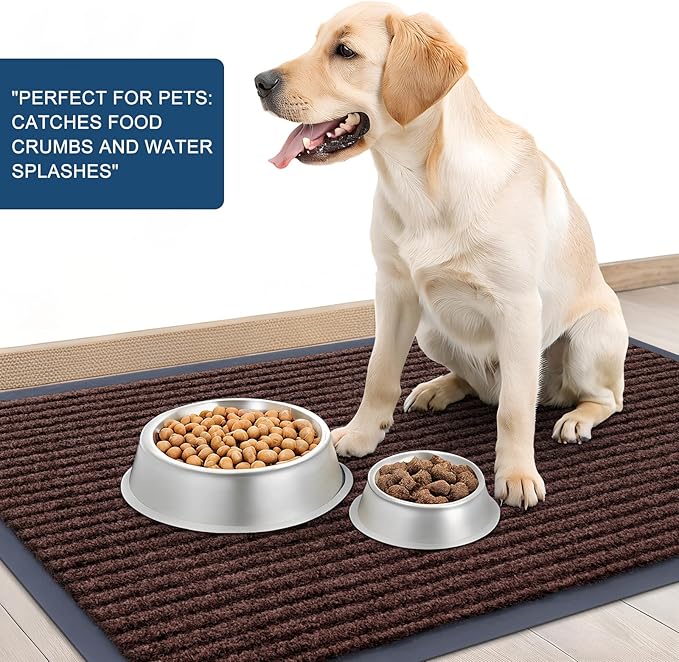 OLANLY Front Door Mat Indoor Outdoor Entrance, Waterproof Heavy Duty Doormat, Fade Resistant, Low Profile, Easy Clean Patio Porch Welcome Floor Mats for Entry, 35x30, Brown