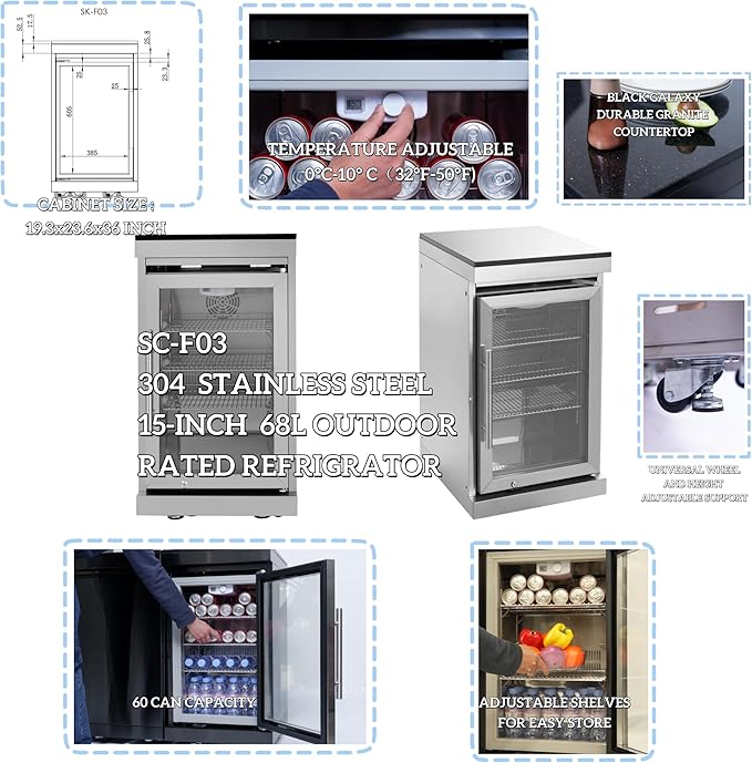 96'' 6-Burner 85000 BTU Deluxe Stainless Steel Natural Gas Outdoor Kitchen Island with Grill, Wine Cooler Compact Refrigerator, Rotisserie Kit, Granite Countertops, Stainless Steel Sink, Silver