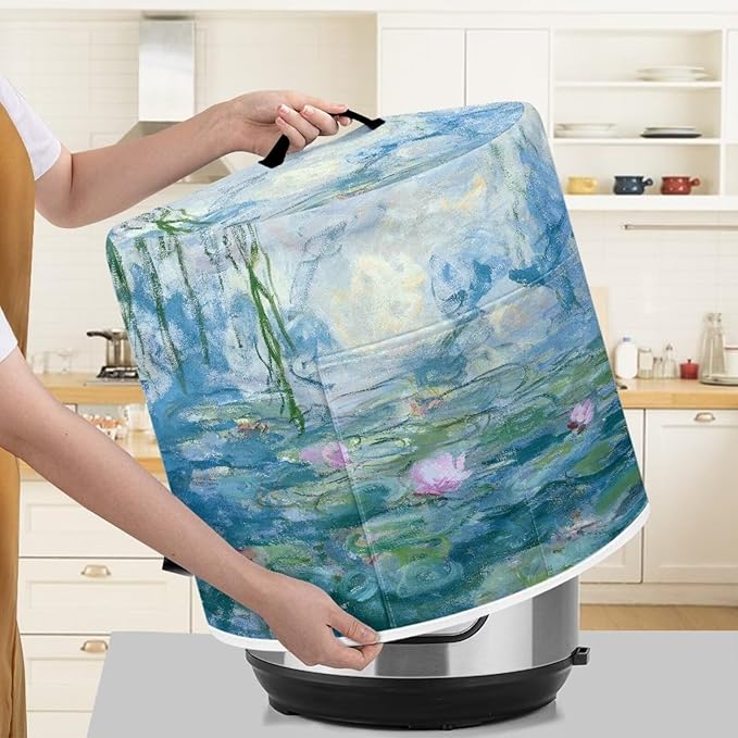 Art Starry Night Oil Painting Pressure Cooker Dust Cover Compatible with 8 Quart,Durable Dust Cover with Pocket,Round Kitchen Appliance Cover