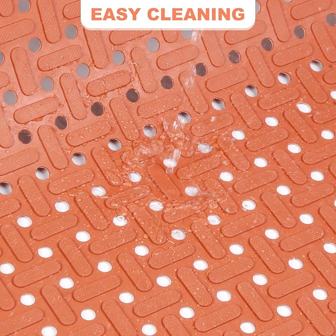 Rubber Non-Slip Waterproof Floor Mat Heavy Duty Anti-Fatigue Mats 33"x57" for Wet or Snow Deck, Restaurant Bar Kitchen (OrangeRed)