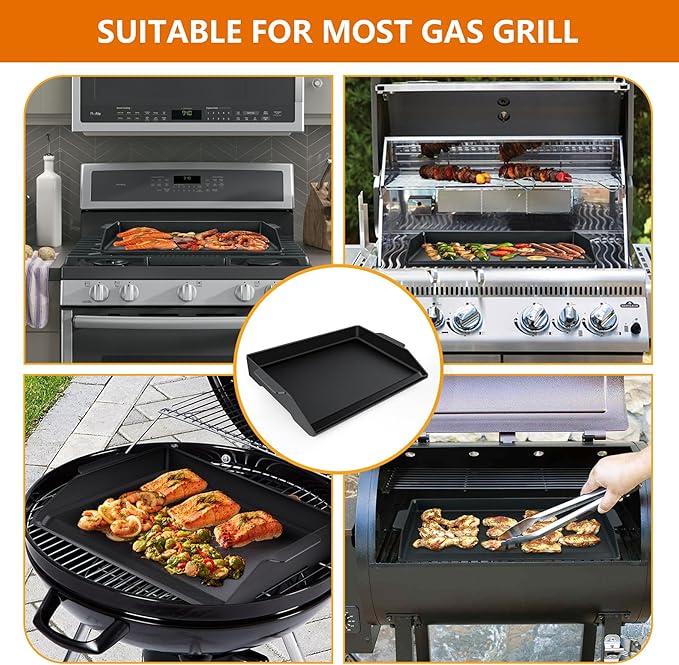 Universal Cast Iron Griddle 23" X 16",Pre-Seasoned Nonstick Coating Stovetop Griddle For All Gas Grills And 4 Burner Range Oven,Cast Iron Grill Pan for Stove Top With Extra High Sidewalls