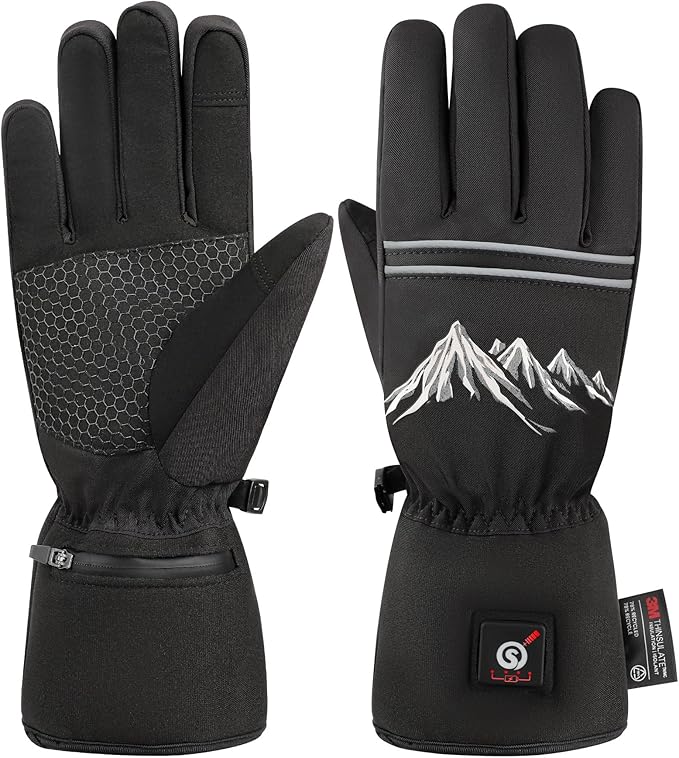 SAVIOR HEAT Rechargeable Heated Gloves for Men & Women – 3M Thinsulate Warmth Winter Electric Glove with Long Battery Life (Up to 10 Hours), Waterproof Heated Gloves for Cold Weather Hiking, Driving