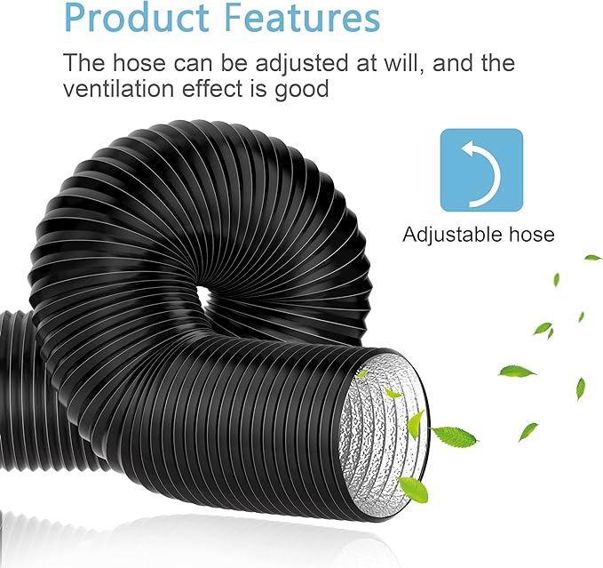 Dryer Vent Hose, 4'' Flexible Duct 16FT with 2 Duct Clamps, Heavy-Duty Three Layer Protection for HVAC Ventilation, Duct Fan Systems