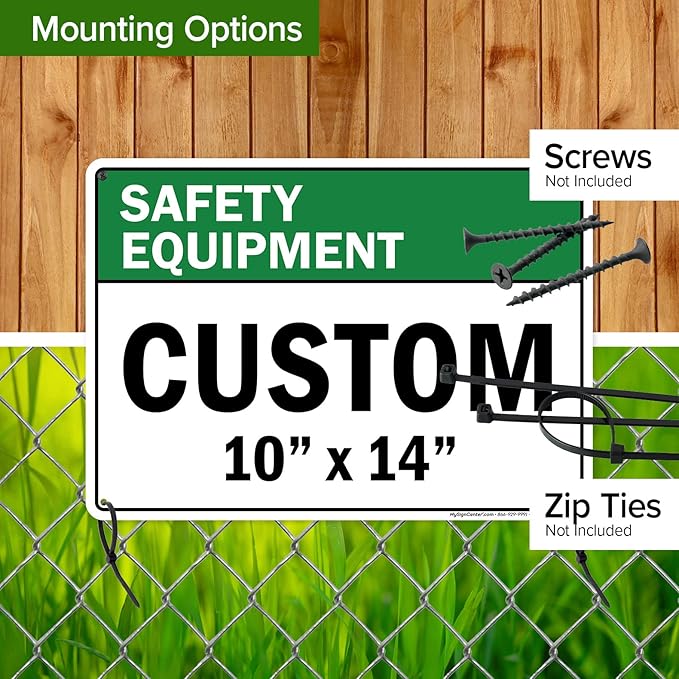 Custom Safety Equipment Sign, Ansi Sign, Osha Compliant, 10x14 Inches, Rust Free .040 Aluminum, Fade Resistant, Made in USA by My Sign Center