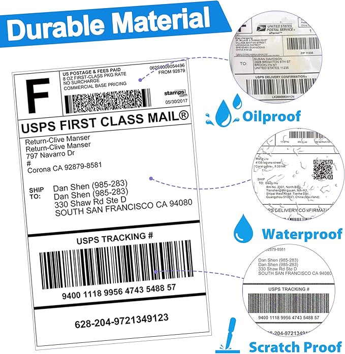 LotFancy 4x6 Thermal Labels Compatible with Dymo 4XL 1744907, 24 Rolls Perforated Postage Shipping Labels for Dymo, Rollo, Zebra, 220 Label per Roll
