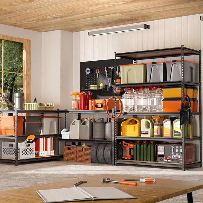 DYNALOAD 4000 Lbs Heavy Duty Garage Shelving, 5-Tier Adjustable Metal Storage Shelves, Boltless Steel Utility Rack for Garage Basement Warehouse, 48" W x 24" D x 72" H