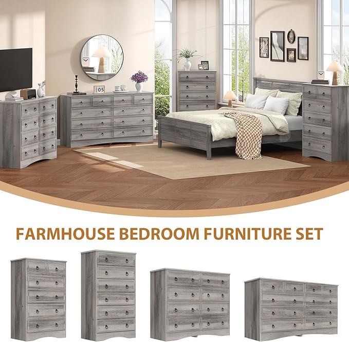 Grey Dresser for Bedroom with 10 Drawers, Large Chest of Drawers Storage Organizer, Long Dresser Storage TV Stand for Living Room, Bedroom, Hallway Taupe Grey