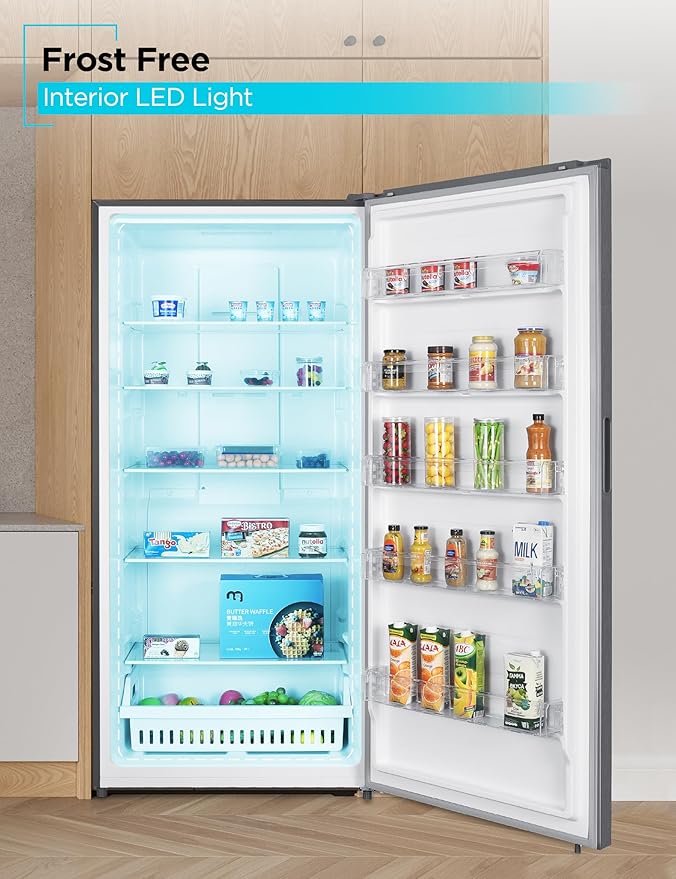 BLACK+DECKER 21.2 Cu. Ft. Convertible Freezer Refrigerator, Upright Freezer with Glass Shelves, Reversible Door, ENERGY STAR rated, Frost Free, BUC2120MS, Stainless Look