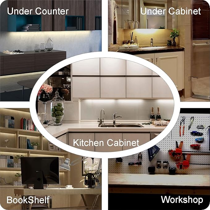 EBD Under Cabinet Lights Touch LED Under Cabinet Lighting Built-in Adjustable Cable No Messy Wires! 6 Pcs Super Bright Light Bar 6500K Cool White 2100Lm Good for Timer & Smart Plug
