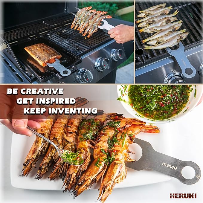 Double Skewers 14.4" Stainless Steel Heavy Duty Double Prong Skewers for BBQ Kabob Shawarma Meat Fish Chicken Accessories for Grill Master Arsenal Stocking Stuffers - 2 Units