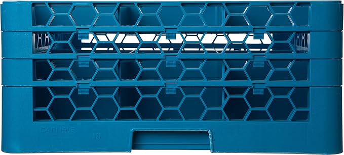 Carlisle FoodService Products RG9-314 OptiClean 9 Compartment Glass Rack with 3 Extenders, 8.72", Blue, Polypropylene, Blue