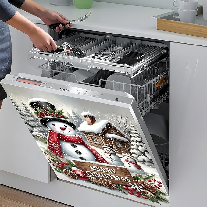 Christmas Dishwasher Magnet Sticker Cover Panel Decal Refrigerator Magnetic Sticker Decorative for Kitchen Decoration,Fridge Door Cover, Appliances Stickers 23"x26"