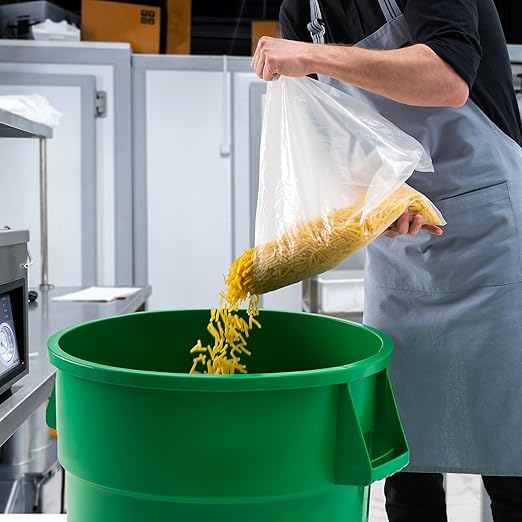 PRO&Family Commercial Round Trash Can, Ingredient Bin, Heavy-Duty Plastic, Anti-Static, Kitchen, Office, Outdoor Use (Green, 44 Gallon)