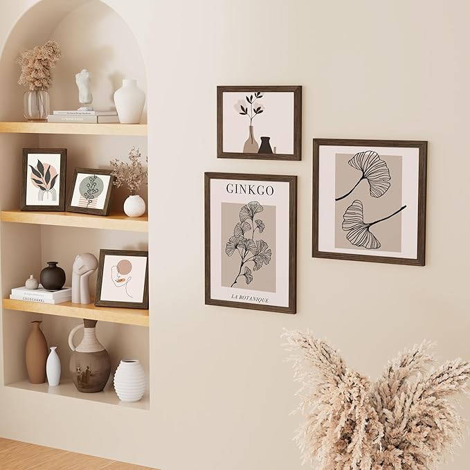 Vittanly 10x10 Picture Frame, Solid Wood Frame with Plexiglass, Includes 8x8 Mat, Wall Hanging or Tabletop for Photos, Home Decor, Brown, 1 Pack
