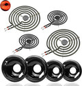 Porcelain Drip Pans and Electric Stove Top Burner Replacement for Whirl-pool Frigi-daire Ama-na Stove/Range/Oven, 2×8" 2×6" Stove Burner and Burner Drip Pans W10290350 W10290353 by Fetechmate - 1 Year