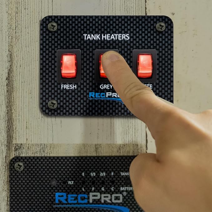 RecPro RV Toggle Switch | Tank System Control Panel | Gang Kit System | Heating Pad Switch | Heater Panel (3 Toggles)
