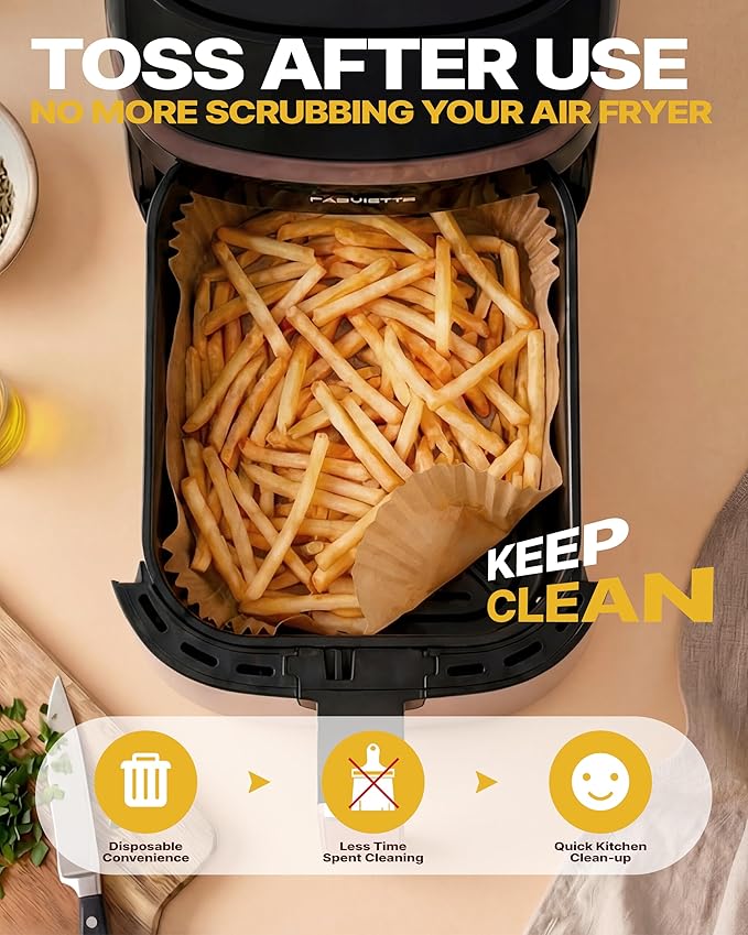 Katbite Air Fryer Liners Disposable - 100PCS, 8x5.5'' Rectangle Liners for Air Fryer Basket, Thick Air Fryer Parchment Paper Liners for Ninja Dual Airfryer Accessories, DZ201, DZ401, FG551