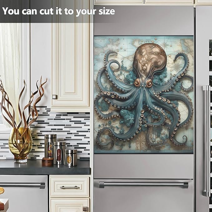 senya Dishwasher Magnet Cover Panel for The Front Octopus Map Dish Washer Door Sticker