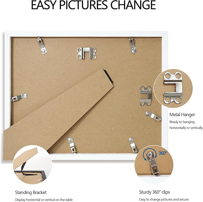 8.5x11 Diploma Frame with Tempered Glass, Multi Certificate 8.5 by 11 Photo Frame Bulk for Wall or Tabletop Display(White, 3 Pack)