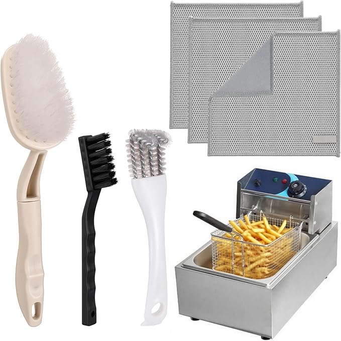 XANGNIER Deep Fryer with Basket Cleaning Tool Kits,6 Pcs Deep Fryer Cleaner Brush Accessories(Excluding Deep Fryer)