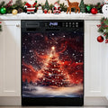 Glitter Christmas Tree Dishwasher Magnet Cover, 23" W x 26" H Fridge Magnetic Stickers Reuseable Magnet Panel Decal Cover for Washing Machine Fridge Microwave Cabinet Kitchen Christmas Decoration