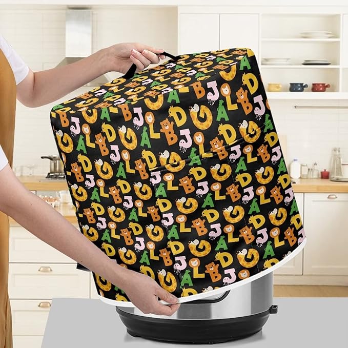 Flashideas Kawaii Numbers Pressure Cooker Cover with Storage Pocket Compatible with 8 10 Quart Instant Pot, Durable Rice Cooker Air Fryer Accessories, Waterproof Kitchen Appliances Dust Cover