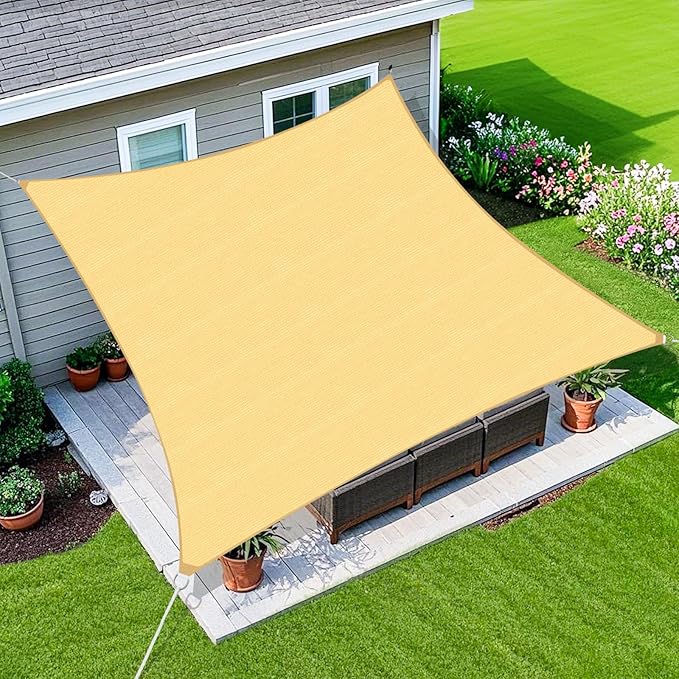 Amagenix Sun Shade Sail 7X11 Curved Edge Outdoor Shade Canopy Sand Breathable 95% UV Block Shade Cloth for Patio Garden Backyard (We Make Custom Size)