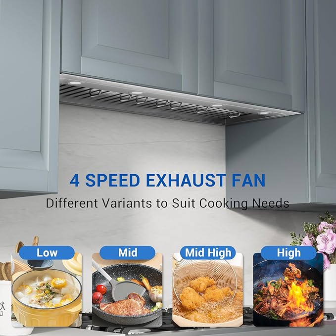 CT Copper Tailor Built-in Range Hood Insert Vent 42 Inch, 1150 CFM, with 4-Speed Fan, LED Light, Dishwasher-safe Baffle Filter, Stainless Steel