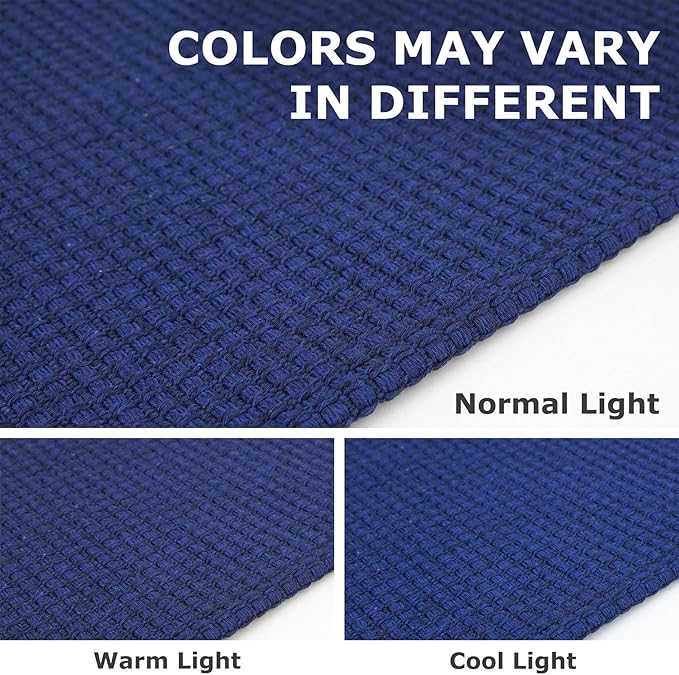 IOHOUZE Washable Area Rug 5x7 Non Slip Rugs for Living Room, Dining Room Rugs Bedroom Rug, Woven Braided Indoor Floor Carpet for Living Room Nursery Office, Royal Blue/Navy