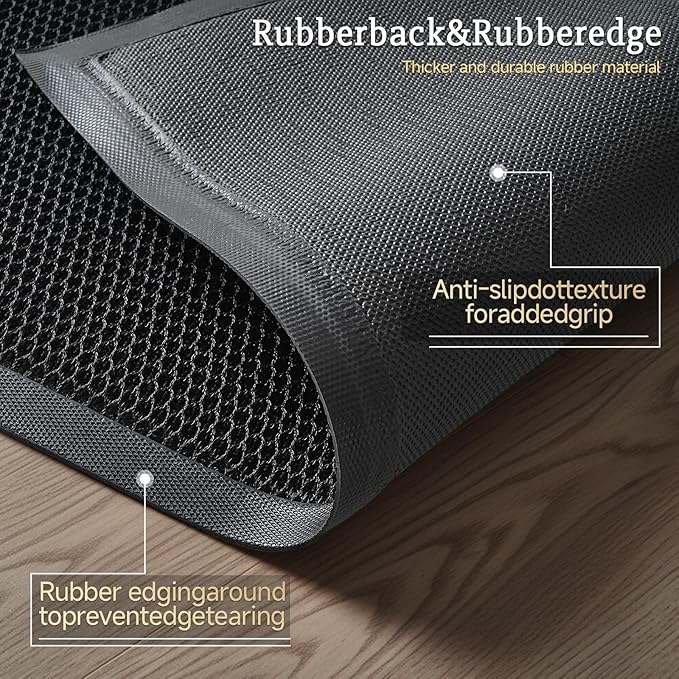 3'x 5' Elestic Net Entry Mat Outside Entrance. High Traffic Guard Dirt Trapper Doormat with Rubber Backing, Upgraded Commercial Front Door Mat for Entryway(Jet Black)