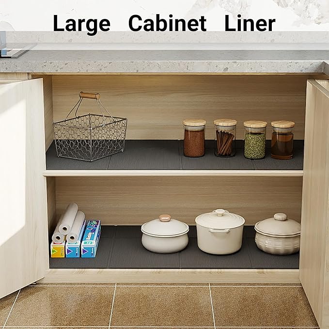 PABUSIOR Foam Shelf Liner for Under Sink: 3 MM Thick Non-Slip Large Kitchen Cabinet Liners - 22" x 82.7" Dark Grey Strong Grip Cushion Tool Box Drawer Mat