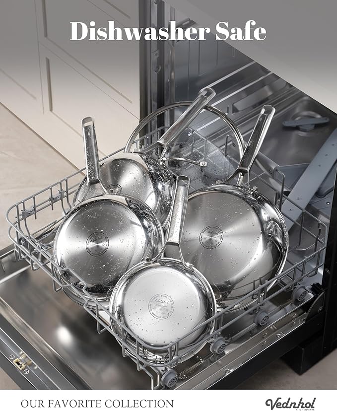 Stainless Steel Frying Pan Set,8"&10"&12" Tri-Ply Stainless Steel Pans,Skillet,Frying Pan Stainless Steel,PFOA&PTFE Free,Dishwasher&Oven Safe,Induction Compatible Steel Pans for Cooking