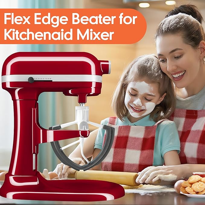 Flex Edge Beater for KitchenAid 5.5-6QT Bowl-Lift Mixers - Silicone Scraper Paddle Flexible Silicone Edges Bowl Scraper for Kitchen Aid Accessories and Attachments – Dishwasher-Safe