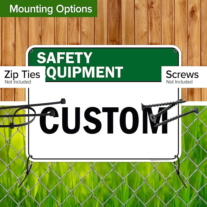 Custom Safety Equipment Sign, Ansi Sign, Osha Compliant, 18x24 Inches, 55 mil thick HDPE (high density polyethylene), Made in USA by My Sign Center
