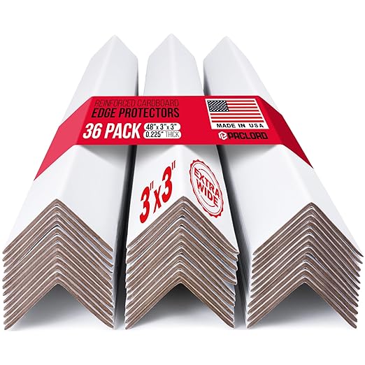 Extra-Wide 48" x 3" x 3" Reinforced Cardboard Edge Protectors (Pack of 36) – 0.225" Heavy-Duty Thickness – Cardboard Edge Protectors for Shipping – American Quality Pallet Edge Protector