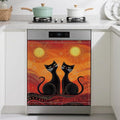 Black Cat Magnetic Dishwasher Cover,Ethnic Sun Dishwasher Covers for The Front Magnetic Dishwasher Panel Decal Cover for Kitchen 23x26inch