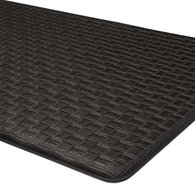 Achim Home Furnishings Woven-Embossed Faux-Leather Anti-Fatigue Mat - 18in x 30in - Grey