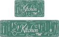 GENIMO Anti Fatigue Kitchen Mats for Floor, Non Slip Washable Kitchen Theme Rugs sets of 2, Farmhouse Cushioned Waterproof Comfort Runner Rug for Kitchen, Sink, Desk, Laundry, 17"x 59"+17"x 30", Green