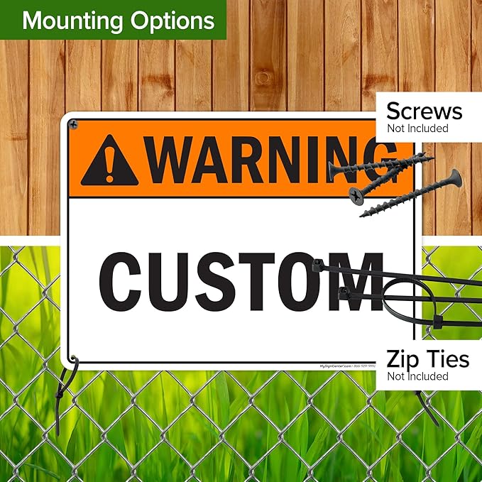 Custom warning Sign, Ansi Sign, Osha Compliant, 10x14 Inches, 55 mil thick HDPE (high density polyethylene), Made in USA by My Sign Center